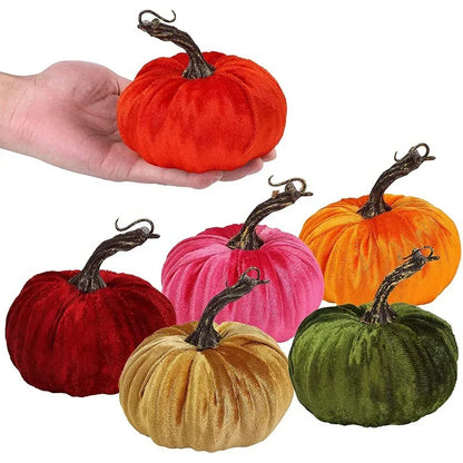 New Fake Velvet Pumpkin Halloween Decoration Pumpkins Small Foam Pumpkins Autumn Table Decor Thanksgiving Photography Props