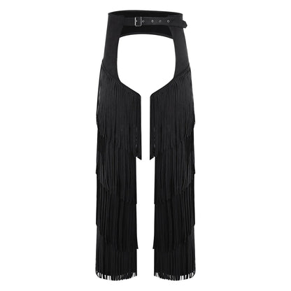 Pantalon Long en flanelle pour femmes, avec pompon latéral, taille, entrejambe ouvert, vélo, équitation, Cowgirl, Costume Cospaly d'halloween