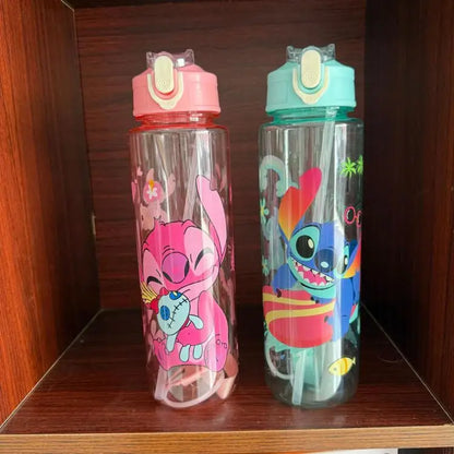 Stitch Large Plastic Tumbler With Lid Straw And Carry Cord Leakproof Lock Design For School Travel Sports Gift