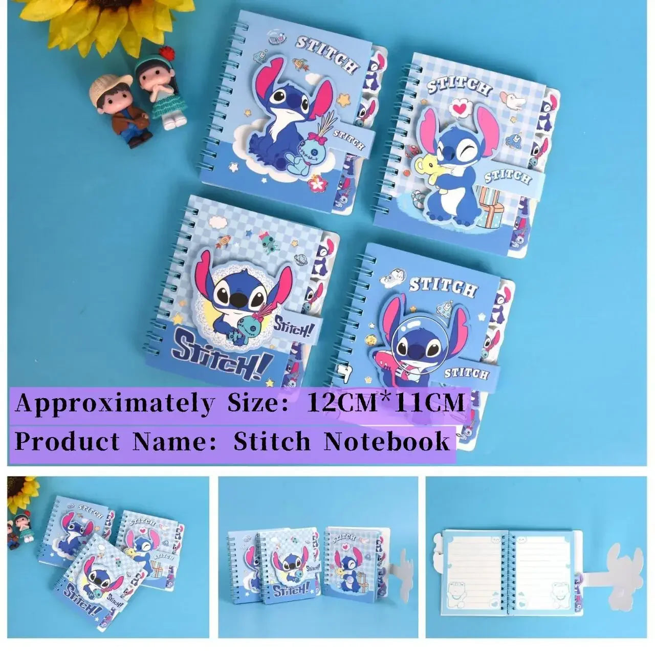 Nouveau carnet Stitch mignon dessin animé anime fournitures scolaires journal portable fournitures de bureau à la mode carnet à spirale cadeau de vacances pour enfants