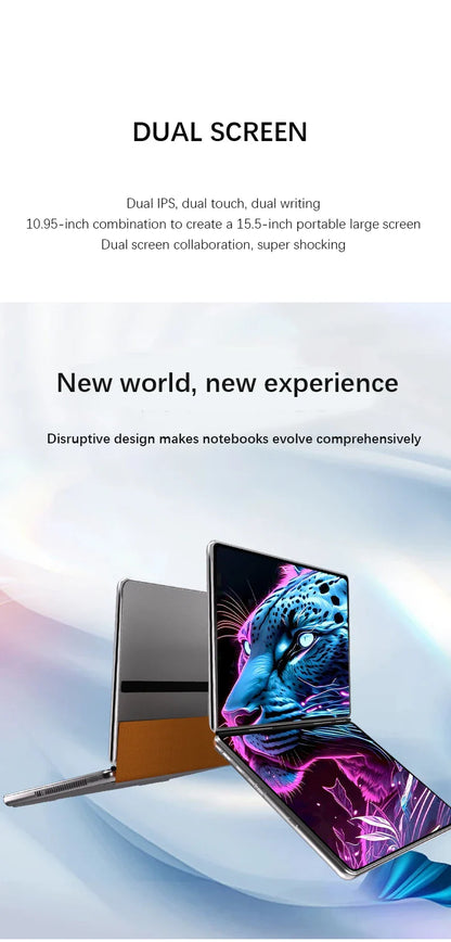 New Dual Screen Laptop Intel i3 1215U N100 Dual 10.95 Inch IPS Touch Screen Windows 11 Office Computer Tablet Notebook WiFi 6