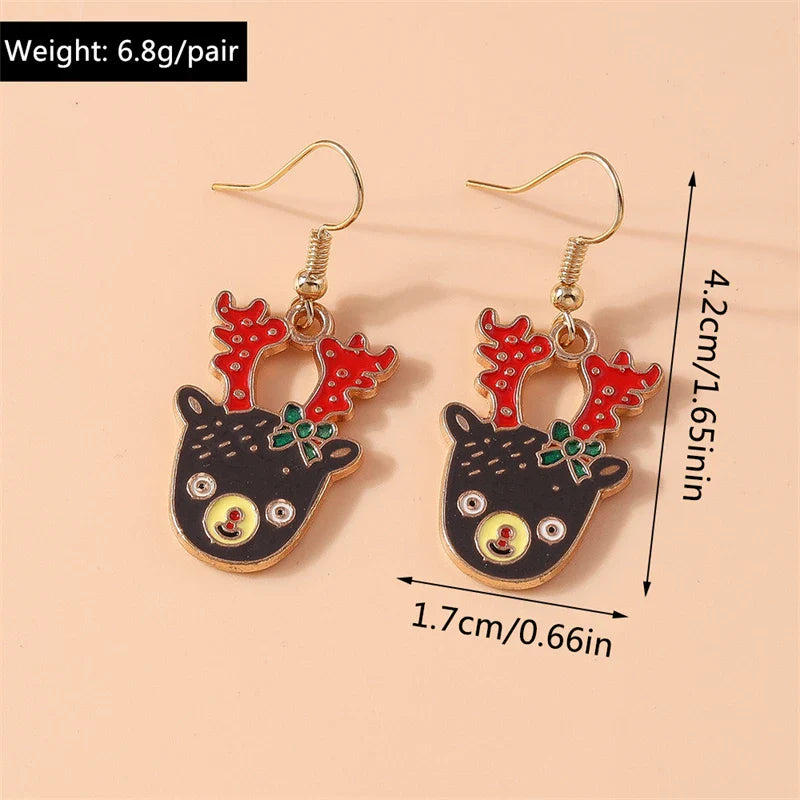 Fashion Merry Christmas Tree Deer Snowflake Santa Claus Drop Earrings for Women Girls New Year Party Festival Jewelry Gifts