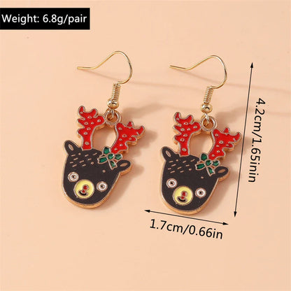 Fashion Merry Christmas Tree Deer Snowflake Santa Claus Drop Earrings for Women Girls New Year Party Festival Jewelry Gifts
