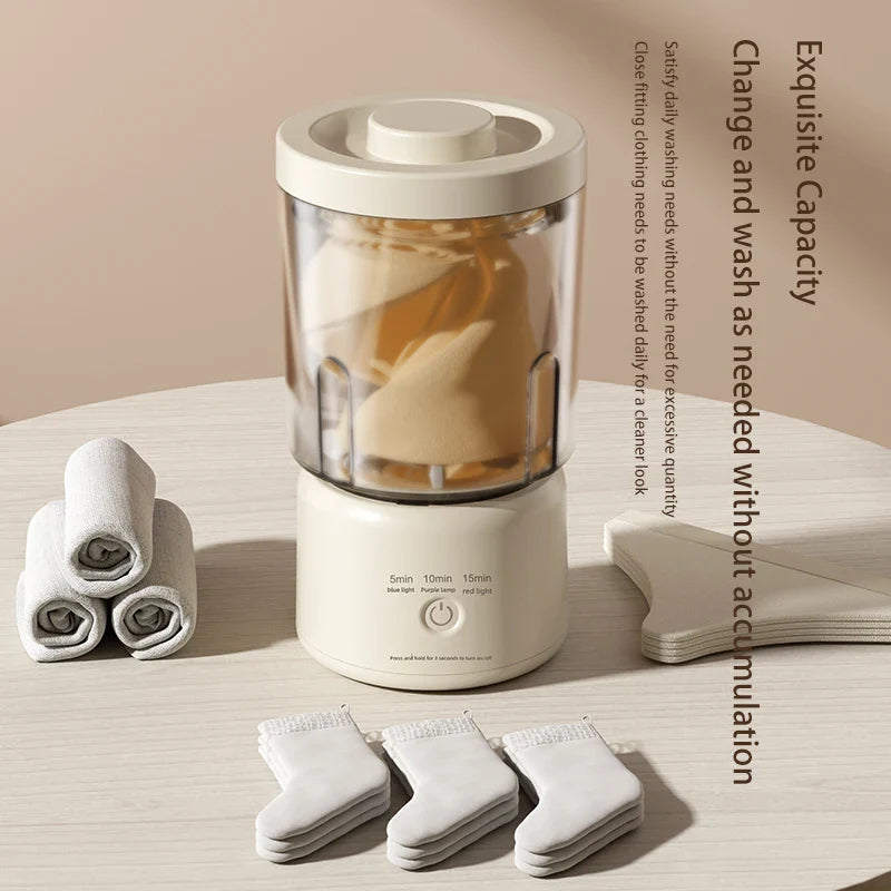 Mini Washer Underwear&Socks Makeup Brush Cleaner Washer Rechargeable Wireless Portable for Travel/Home/Dormit