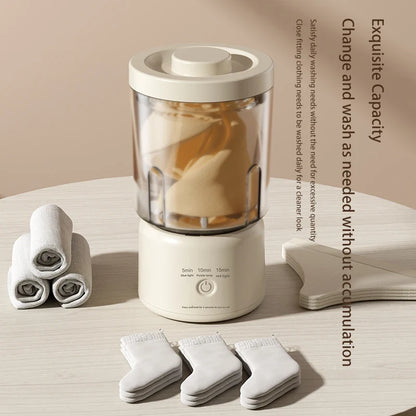 Mini Washer Underwear&Socks Makeup Brush Cleaner Washer Rechargeable Wireless Portable for Travel/Home/Dormit