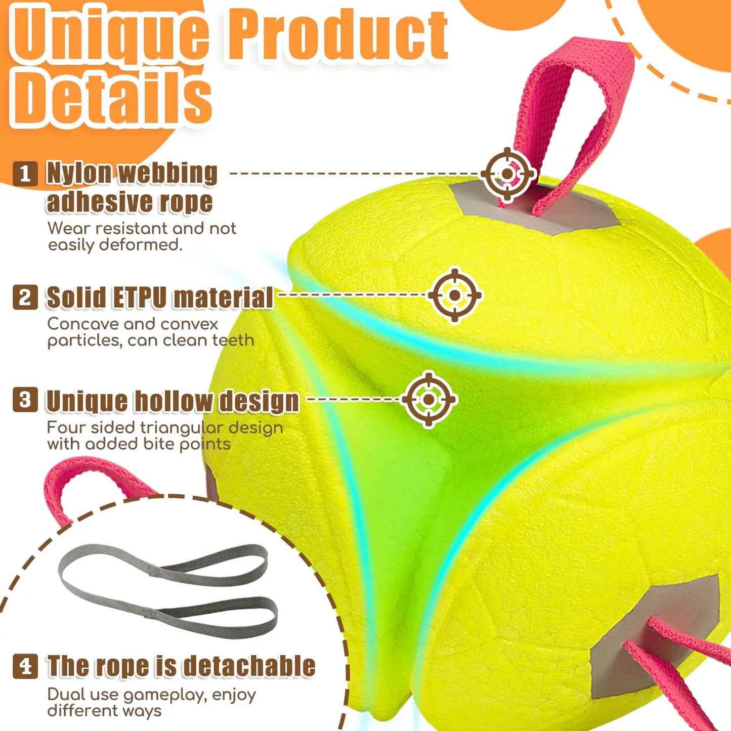Jouet pour chien - Flotte dans l'eau - Idéal pour le jeu interactif - Fabriqué en mousse durable - Convient aux grands chiens - Grande taille - 15 cm de diamètre - 1 pièce