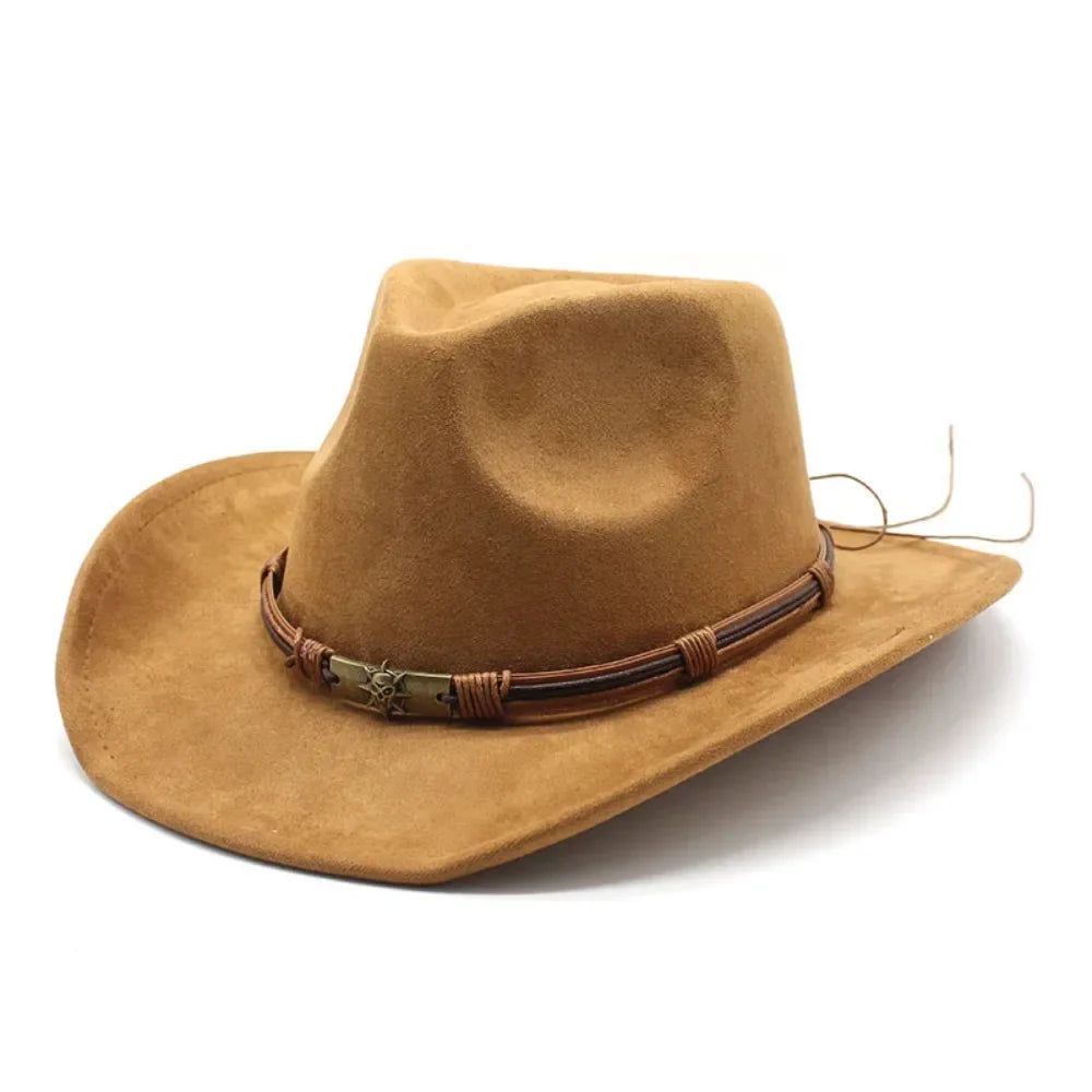 Western Cowboy Hat Jazz Knight Hats For Men Ethnic Style Felt Hats With Bull Shaped Decor Grassland Country Hat Sombrero