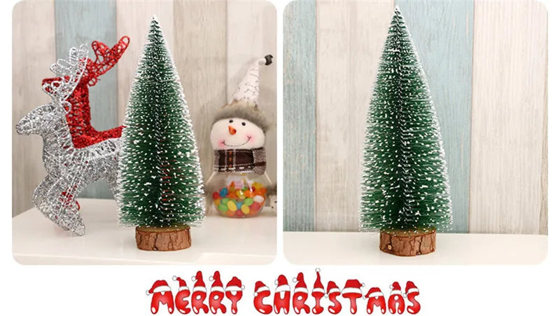 2Pcs Mini Artificial Christmas Tree Crafts Supplies Christmas Party Office Desktop Ornaments Christmas Tree Home Decorations