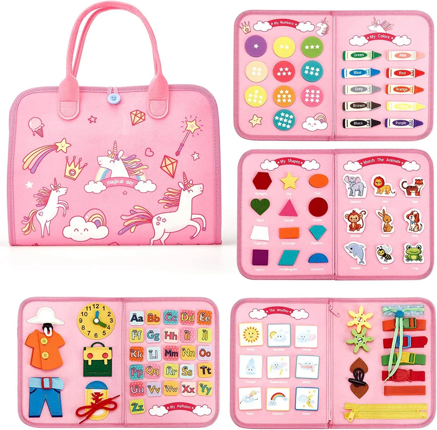 Montessori Toys Busy Board Sensory Activity Developing Board for Motor Skills,Learning Board for Toddlers  Christmas Gift