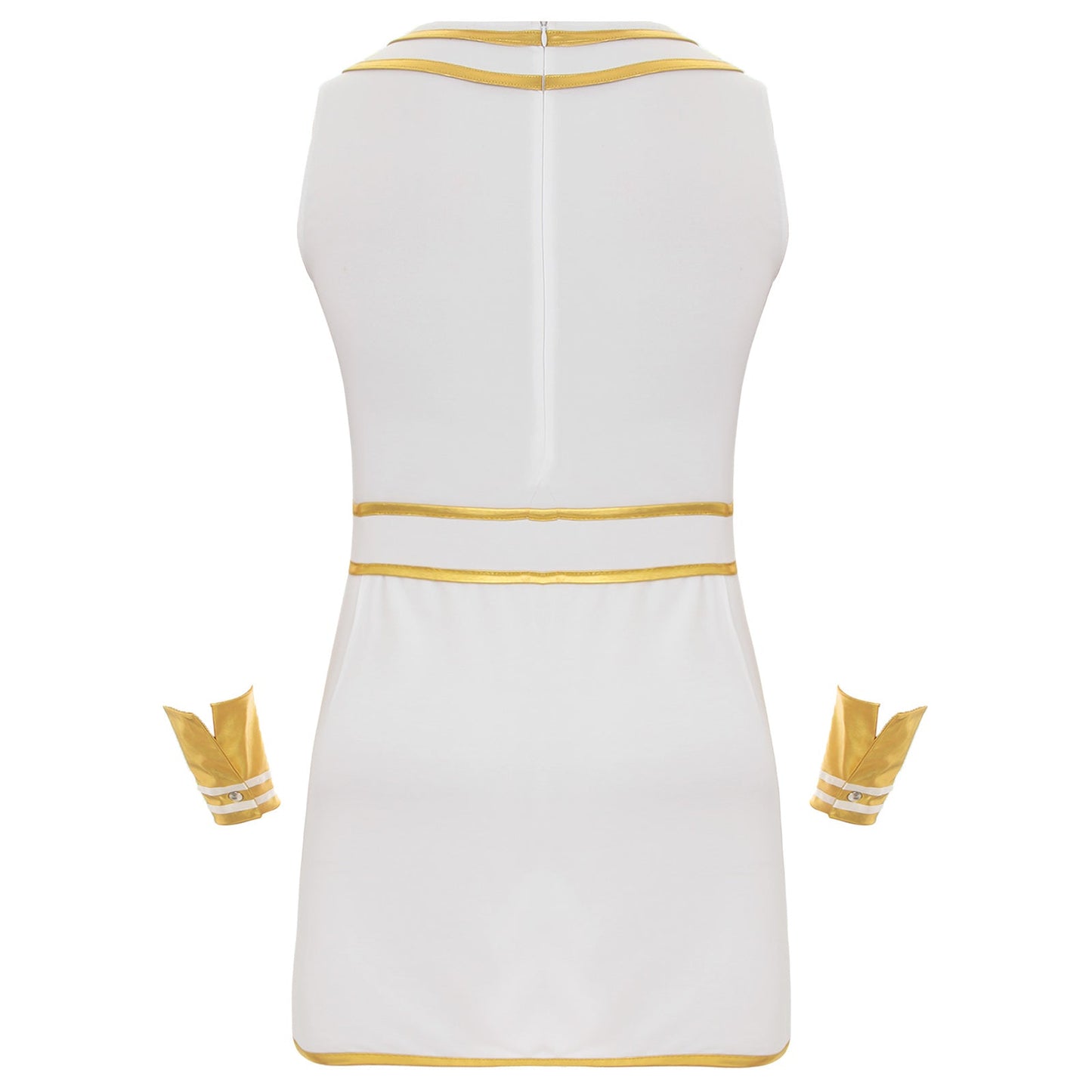 Mens Ancient Egypt Costume Adults Halloween Masquerade Cosplay Carnival Party Dress Sleeveless Themed Roleplay Dress with Cuffs