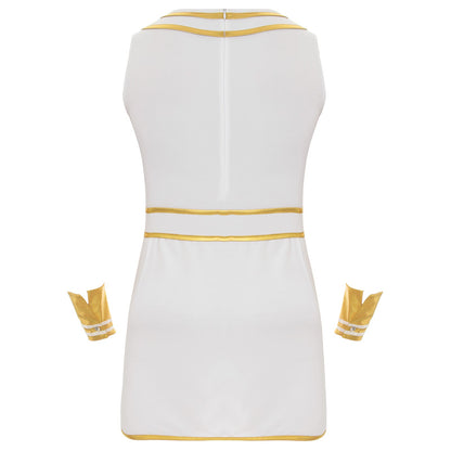 Mens Ancient Egypt Costume Adults Halloween Masquerade Cosplay Carnival Party Dress Sleeveless Themed Roleplay Dress with Cuffs