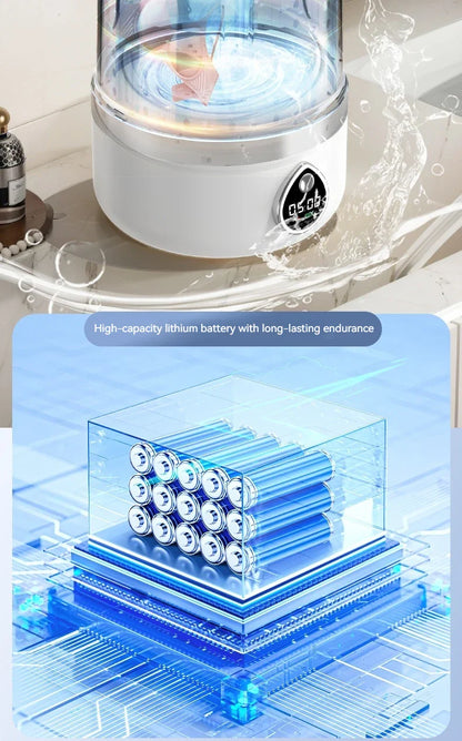Mini Washing Machine Portable Rechargeable Fully Automatic Washing Machine for Underwear, Socks, and Small Laundry