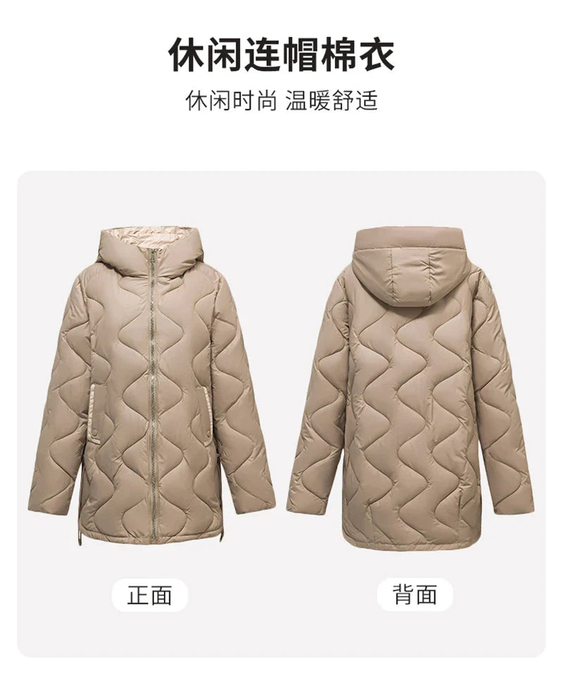 2024 New Winter Jacket Parkas Women Coat Fur Collar Hooded Overcoat Female Jacket Parka Thick Warm Cotton Padded Outwear