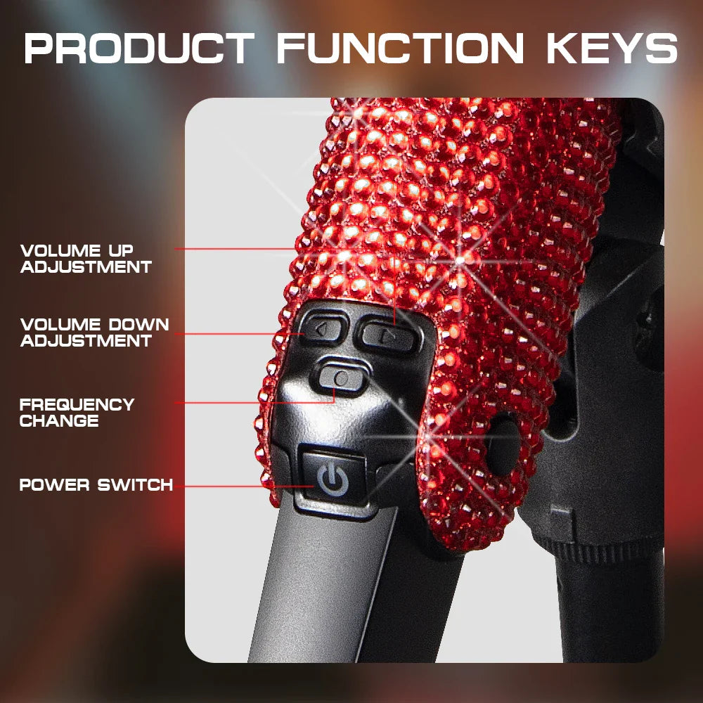 Microphone karaoké sans fil SKM9000, personnalisé incrusté de diamants, pour flux en direct, karaoké, scène brillante, essentiel