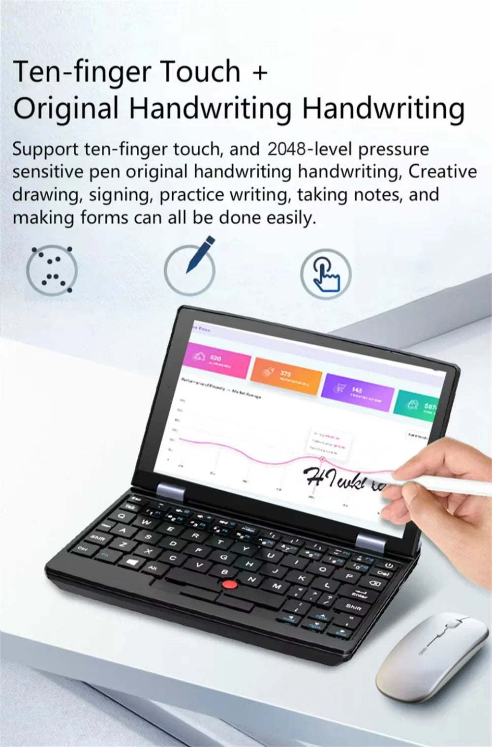 7 inch Mini Laptop Intel Procesador N95 16G RAM 256GB SSD With Touch Screen Pocket Netbook Windows 11 Notebook Pc Portable