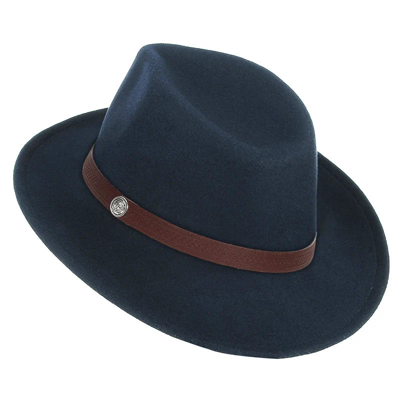 Western Cowboy Hat for Men and Women, Wide Brim Fedora Jazz Hats, Cowgirl Hat with Belt, Autumn and Winter