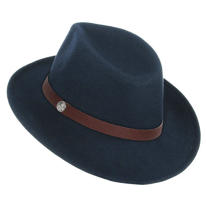 Western Cowboy Hat for Men and Women, Wide Brim Fedora Jazz Hats, Cowgirl Hat with Belt, Autumn and Winter
