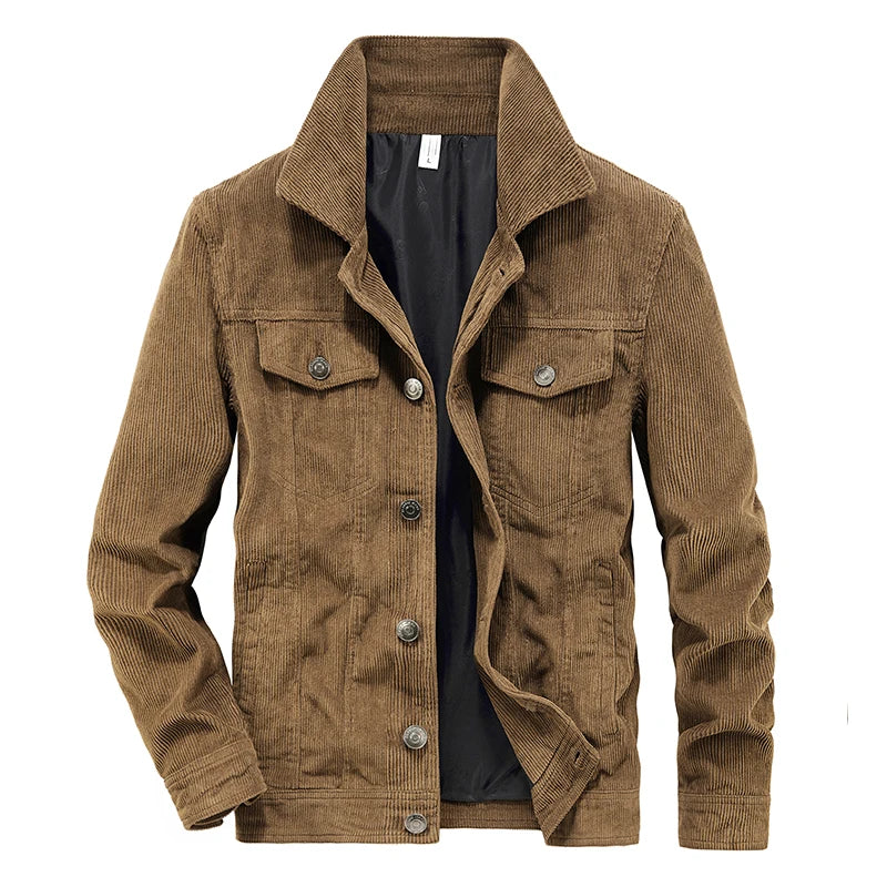 Manteaux tendance pour hommes, veste en velours automne, coupe slim, style vintage, décontracté, éclair, manches longues, vêtements d'extérieur, fermeture printemps-automne