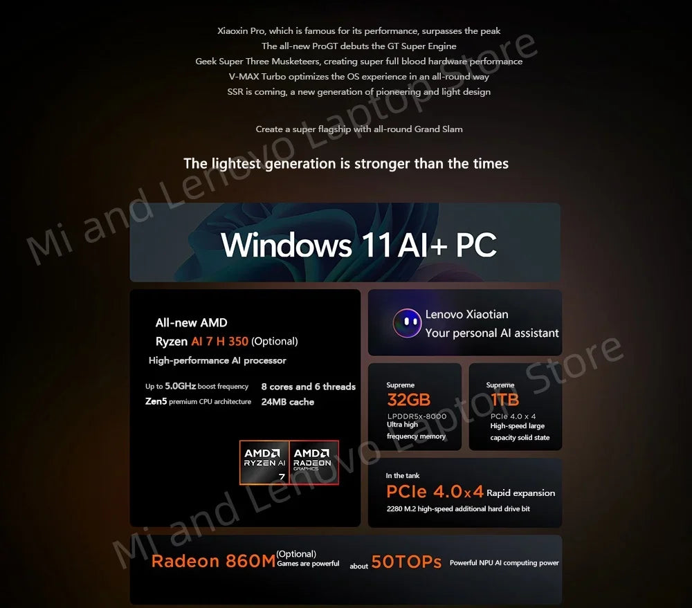 Lenovo Xiaoxin Pro 16 2025 GT AI 7 H 350/AI 9 H 365 16 pouces 32 Go 1 To 2.8K 120Hz OLED Gris