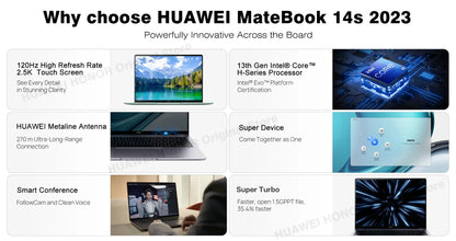 2023 HUAWEI MateBook 14s Laptop i5-13500H/i7-13700H/i9-13900H 16GB/32GB 512GB Netbook 14.2-inch 2.5K 120Hz TouchScreen SSD WiFi6
