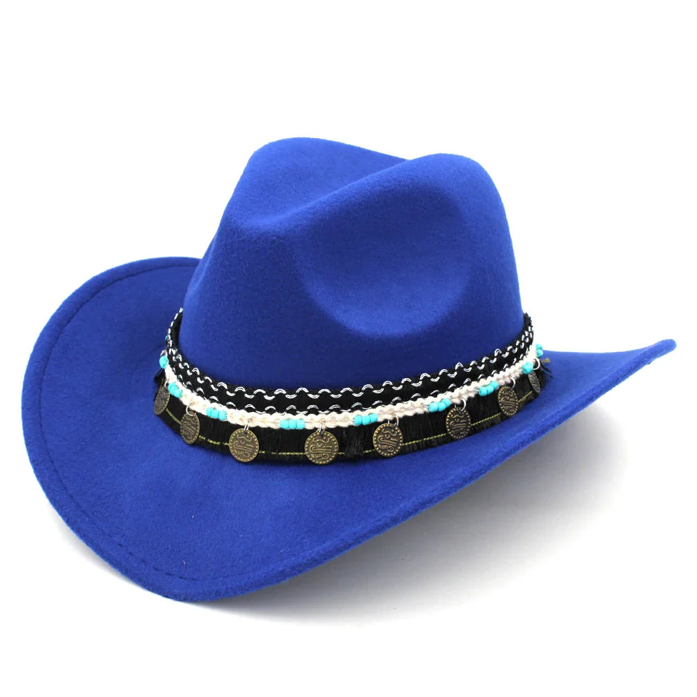 Chapeau de cowboy occidental pour hommes et femmes, casquette de costume de cow-girl à large bord pour église, mariage, fête, Halloween, casquettes fedoras d'extérieur