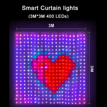 400 LED rideaux lumineux intelligents chaîne lumières avec App télécommande synchronisation de la musique rideau de noël chaîne lumières féeriques extérieures