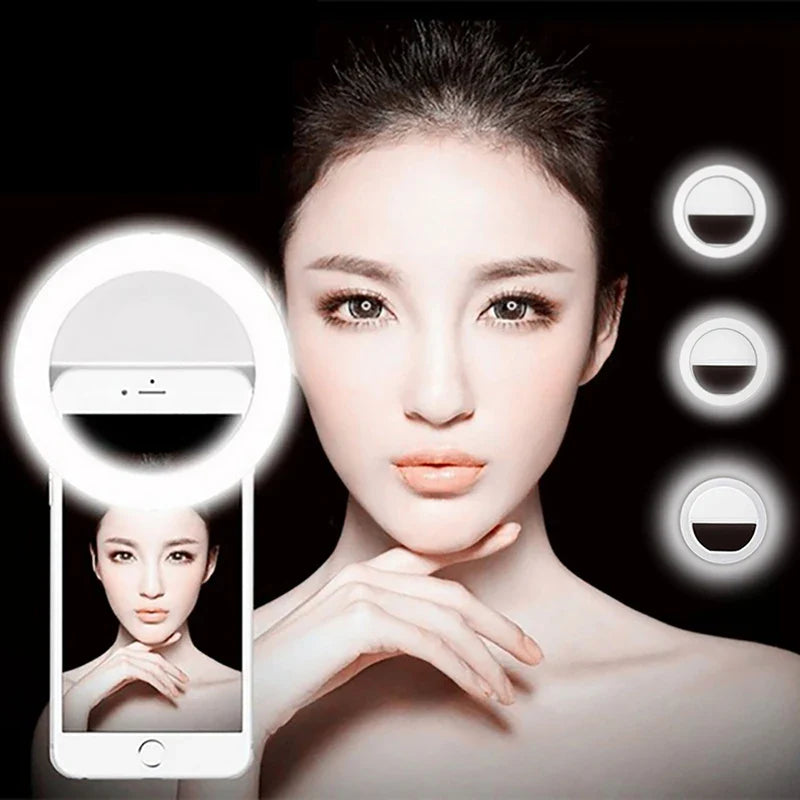 Anneau lumineux Led pour Selfie, objectif de téléphone Portable, lampe LED pour Selfie, Mini lumière pour téléphone Portable, pour iPhone Xiaomi Huawei vidéo en direct