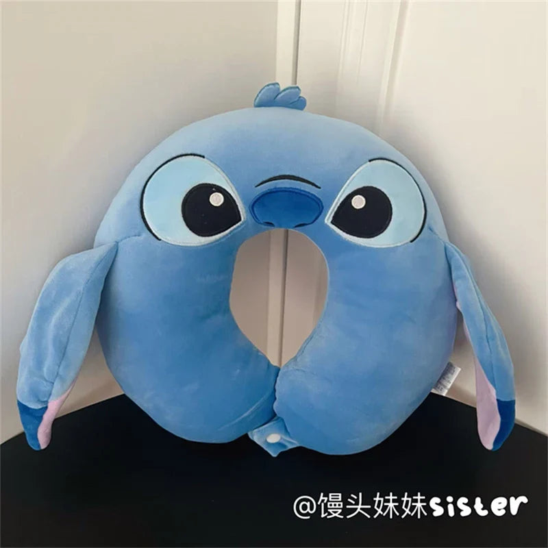Cartoon Stitch U-shaped Neck Pillow Kawaii Stuffed Anime Comfortable Alien Sullivan Nap Pillow Airplane Travel Pillow Xmas Gifts