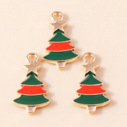 Leslie-Breloques de Noël en émail, arbre flocon de neige, chaussette, cerf, bonhomme de neige, bijoux de bricolage, cadeaux de Noël et du Nouvel An, 10 pièces