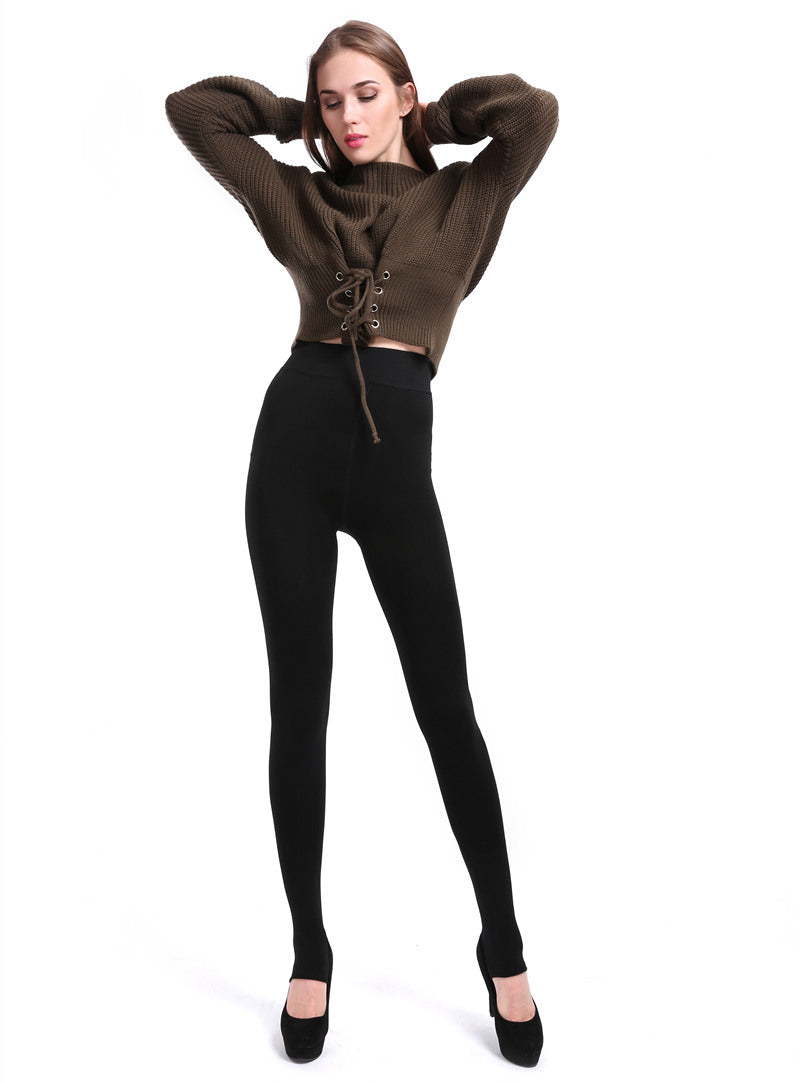 Femmes hiver Leggings chaud Leggins taille haute couleur unie velours femmes épaissi velours Leggings décontracté extensible Leggings