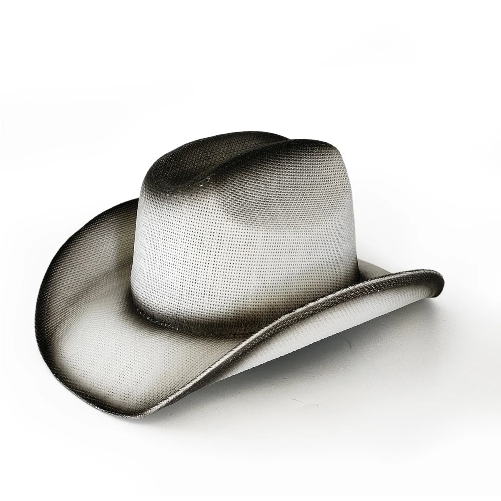 Nouveau chapeau de cowboy dégradé rétro Western pour hommes et femmes, chapeau de cowboy de scène de fête en plein air, chapeau de chevalier, sombrero de cowgirl vaquero