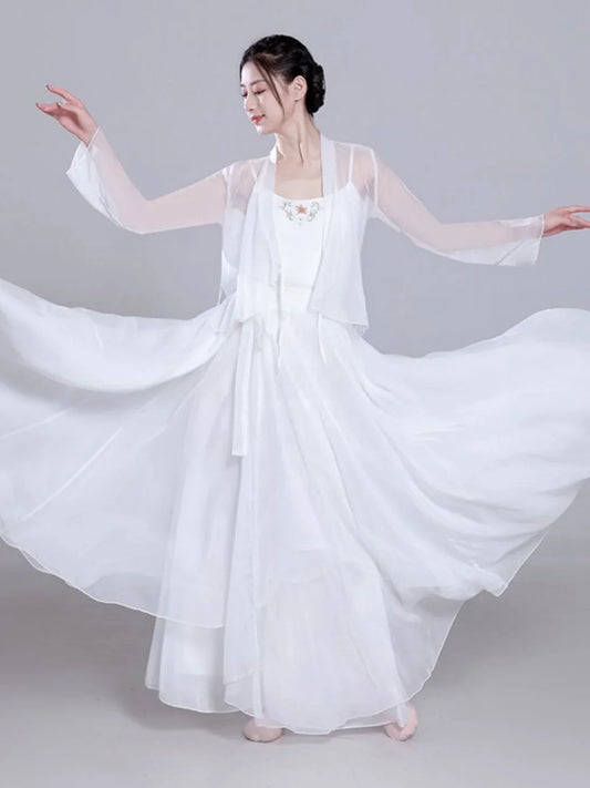 Ele Classical Dance Costume White Gauzy Skirt Super Fairy T Performance Suit Fene Dra Design Beautiful Mythology
