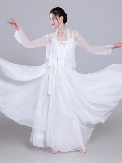 Ele Classical Dance Costume White Gauzy Skirt Super Fairy T Performance Suit Fene Dra Design Beautiful Mythology