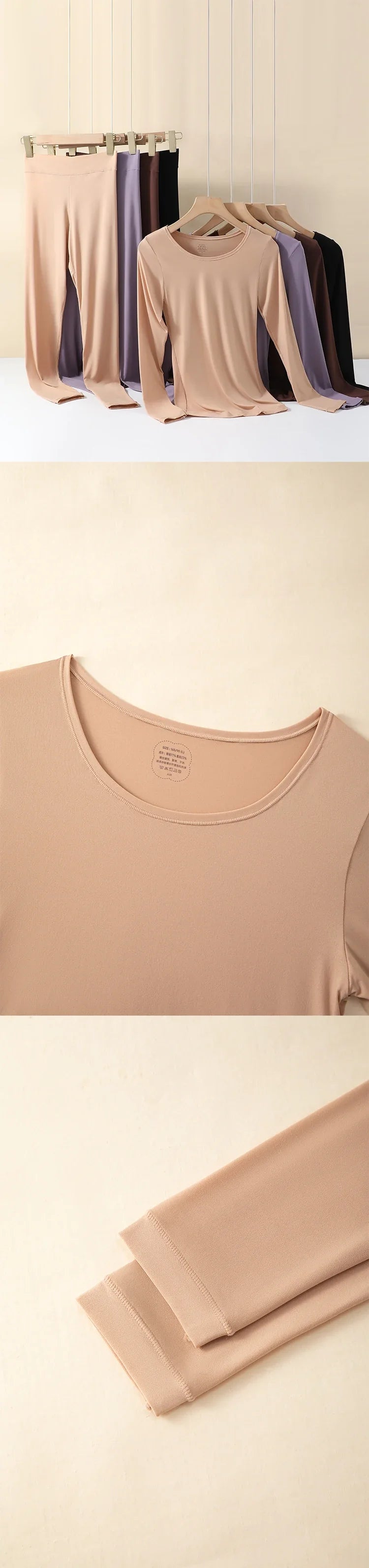 Chemises de soins de la peau à l'acide hyaluronique, appairage thermique d'hiver, sous-vêtements Ultra-fins à manches longues à haute élasticité, ensembles de couches de Base pour femmes