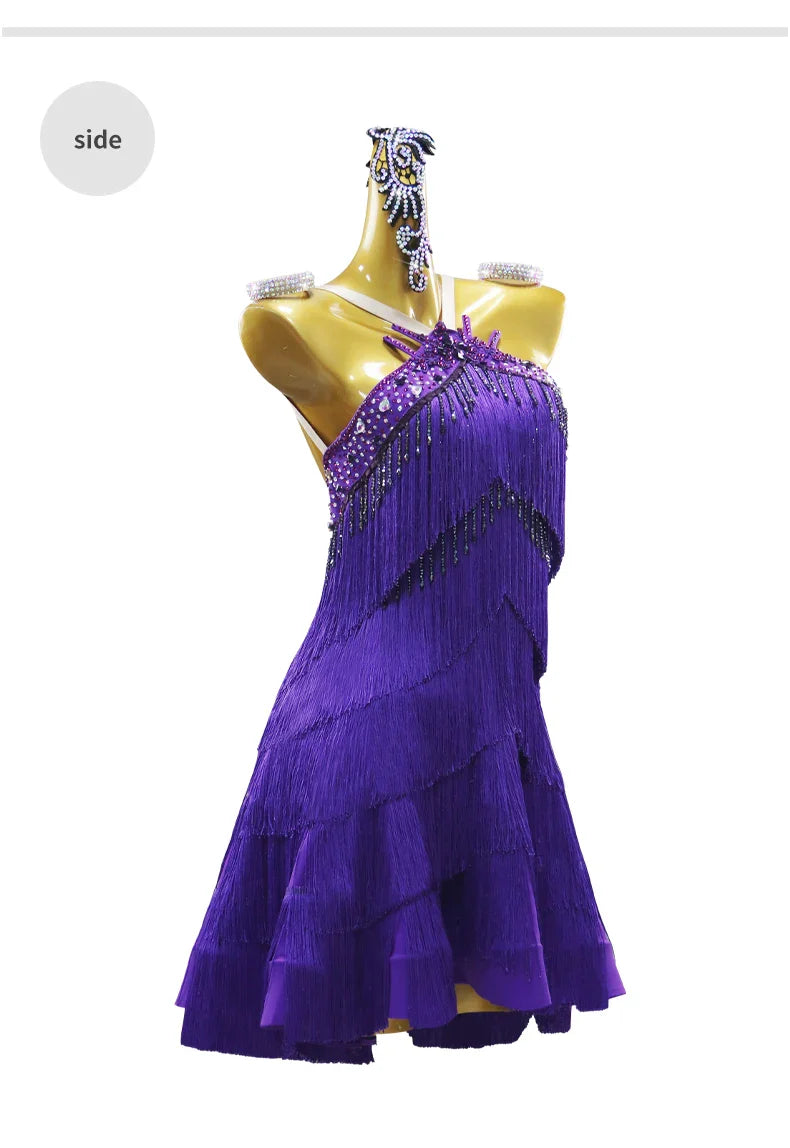 Costumes de danse latine, robe de soirée pour femme, tenue de performance de samba, compétition 2026, vêtements de bal pour adultes, tenue de danse pour filles, costume à franges sportif