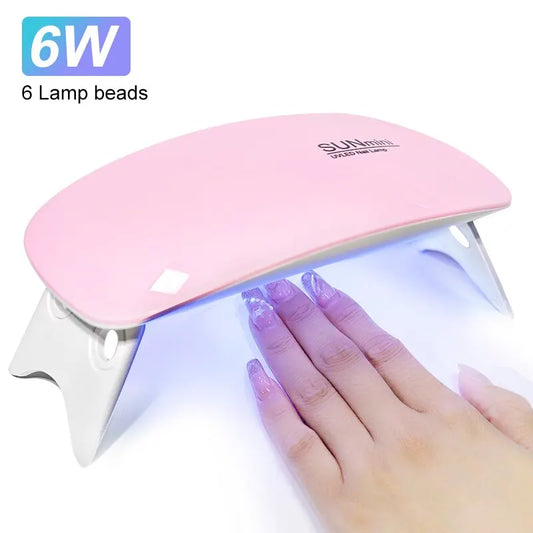 Mini séchoir à ongles portable 6W, 6 LED UV, lampe de manucure pour la maison, pour sécher le vernis, avec câble USB