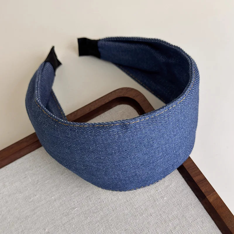 Rétro bleu Cowboy large bord Denim bandeau pour femme tempérament bandeau cheveux cerceau dame mode polyvalent cheveux accessoires nouveau