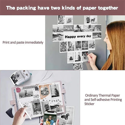 Mini Photo Pocket Printer Portable Ink-free Thermal 57mm Sticker Trans Paper Wireless BT 200dpi Android IOS Printing Machine
