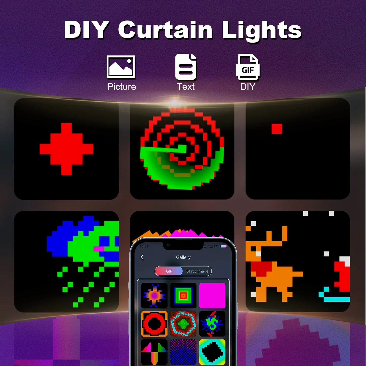 400 LED rideaux lumineux intelligents chaîne lumières avec App télécommande synchronisation de la musique rideau de noël chaîne lumières féeriques extérieures