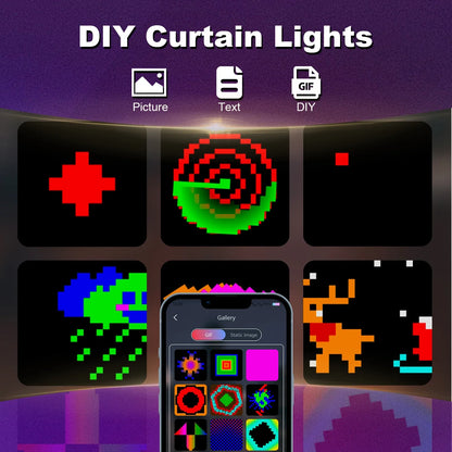 Rideau lumineux Led intelligent, guirlande du nouvel an, guirlande lumineuse féerique RGB, affichage du changement de musique, pour fenêtre, décoration de salle de noël