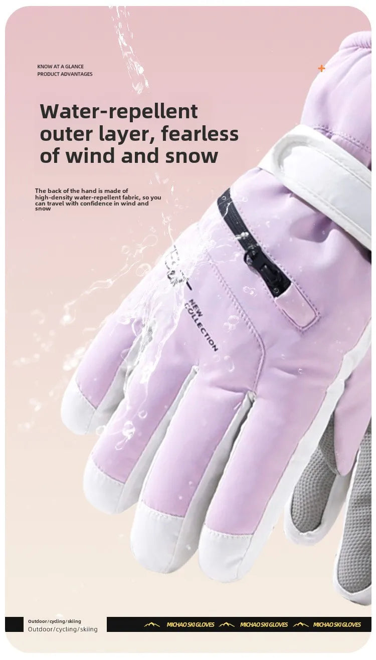 Gants de cyclisme d'hiver, antidérapants, au toucher, pour Ski, accessoires de Snowboard, poche étanche, chauds pour hommes et femmes