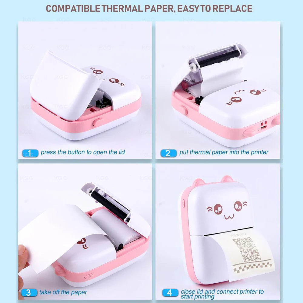 Portable Mini Thermal Printer Photo Printer Business/Home No Ink Required To Print Small Ticket/Labels/Picture Imprimante 203PDI