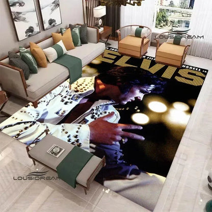 E-Elvis-Presleys Retro Printed Carpet Non-slip Carpet Outdoor Carpets Area Rug Home Bedroom Decor Rug for Bedroom Birthday Gift