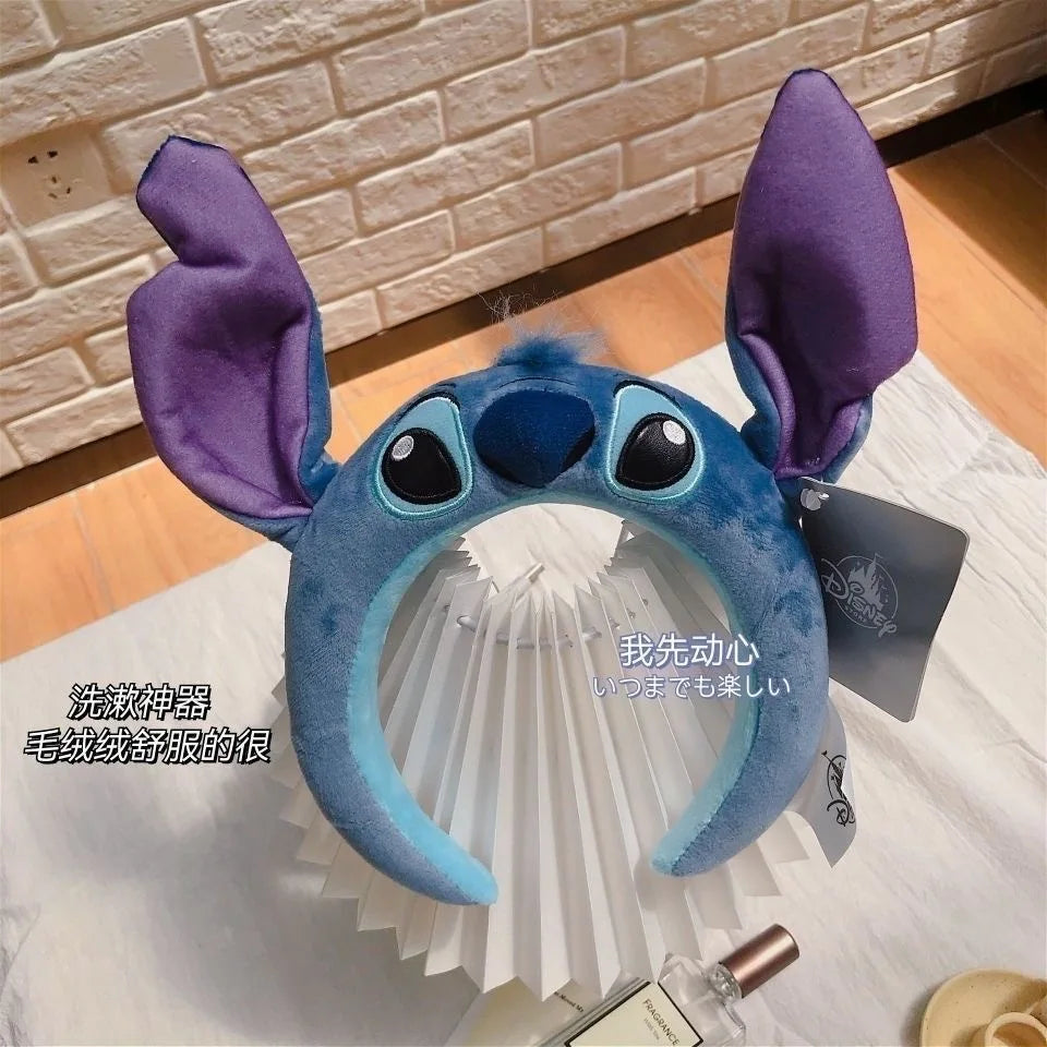 Serre-tête Stitch, dessin animé, mignon, antidérapant, pour le lavage du visage, soin de la peau, bandeau doux, accessoire de cheveux amusant pour fête, cadeau pour fille.