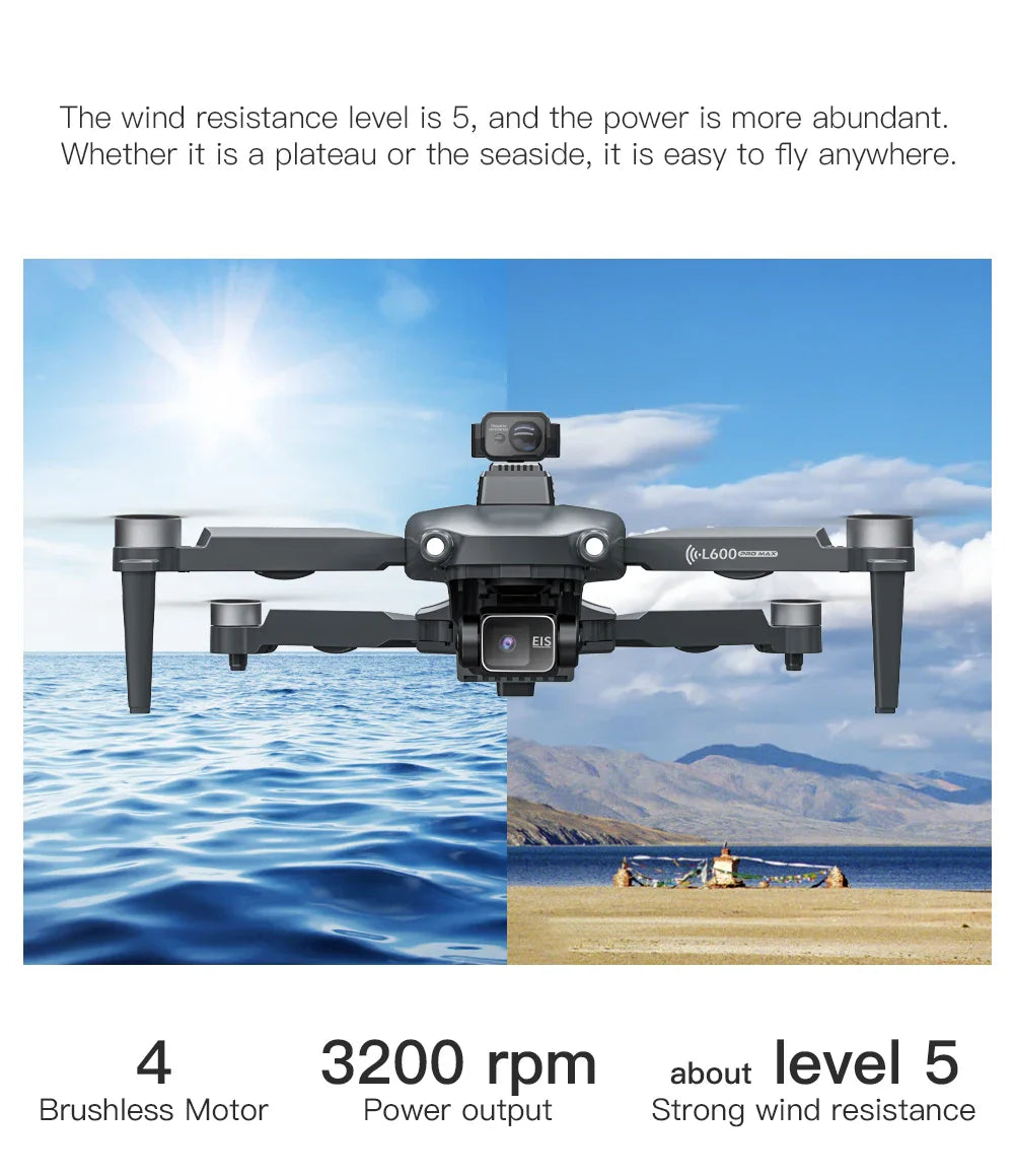 Drone GPS L600 PRO MAX/PRO, caméra HD professionnelle 4K, cardan 3 axes 5G FPV, sans balais, en option, pour éviter les obstacles, quadrirotor