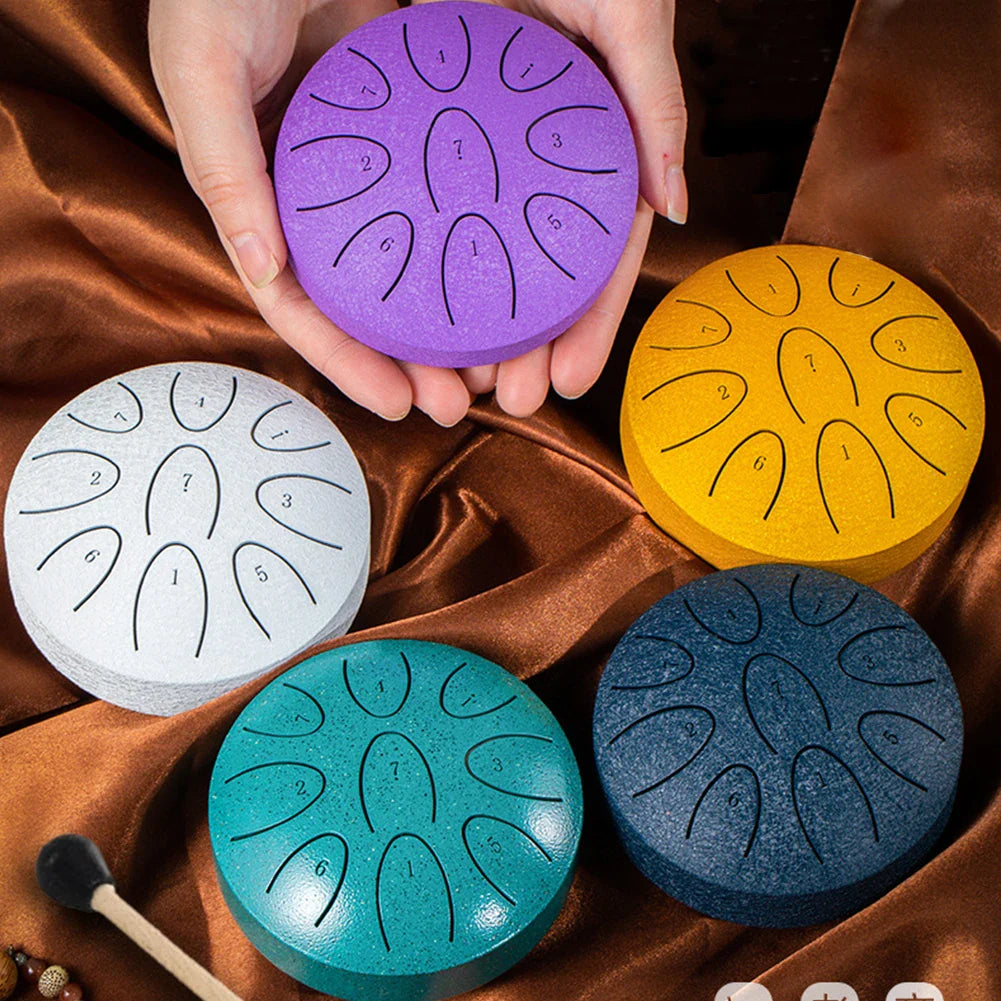 Tambour à langue en acier de 4 pouces, tambour de pluie Portable à 9 notes avec maillet de tambour, tambour éthéré pour accessoires de Percussion