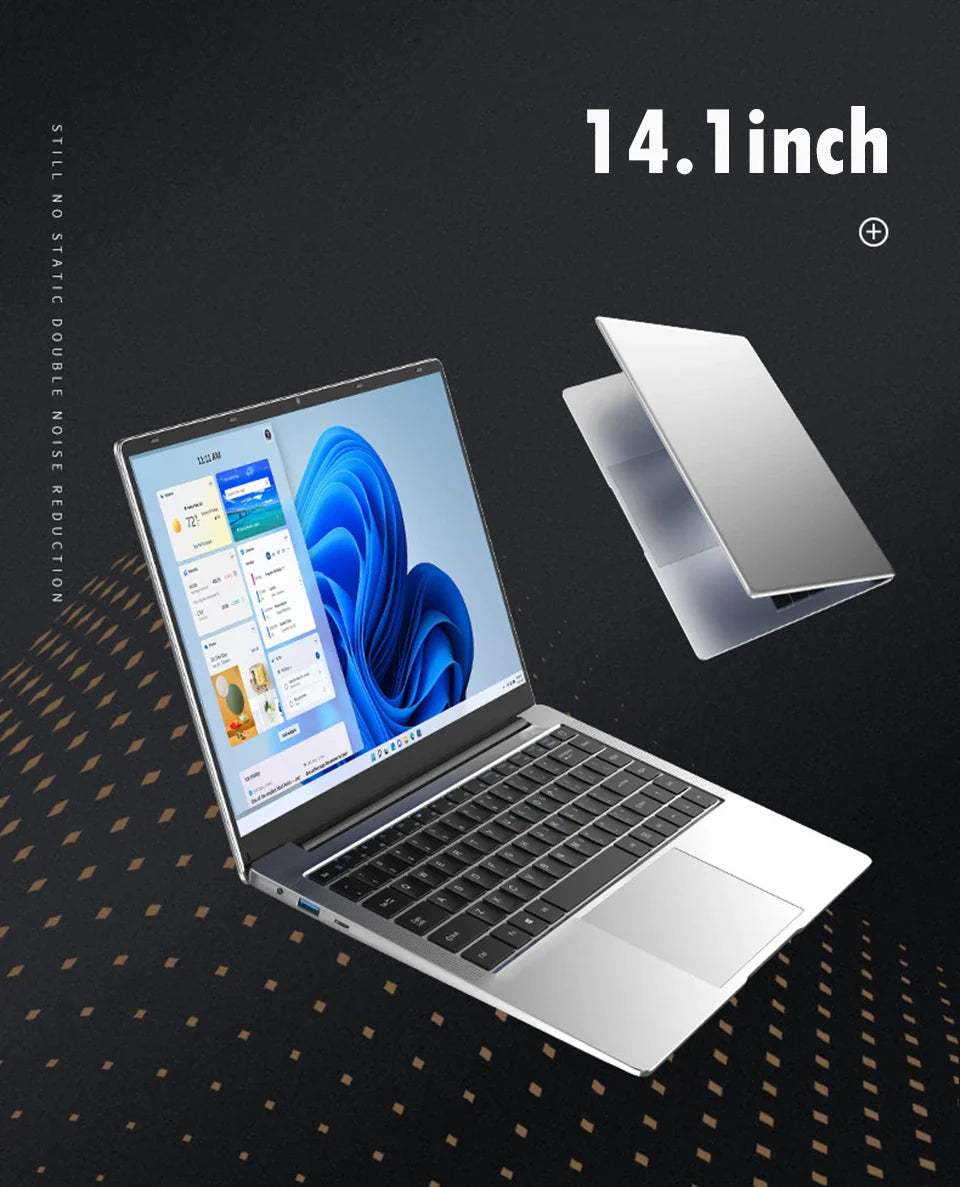Ordinateur portable 2025 Windows 11 Notebook 14,1 pouces Intel Atom A3950 12 Go 512 Go Résolution 1920*1080 PC de bureau/étude