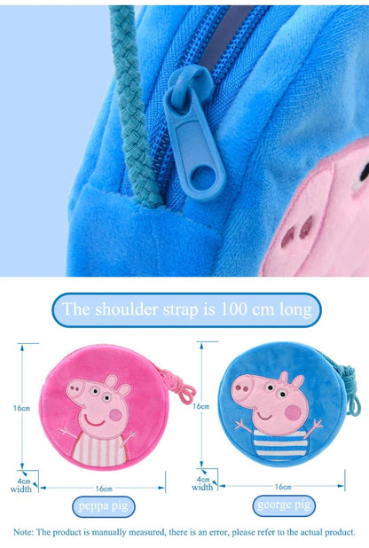 Peppa Pig Crossbody Bag Stereoscopic Doll Backpack Anime Knapsack Plush Coin Purse Toys George Round Pocketbook Children's Gifts