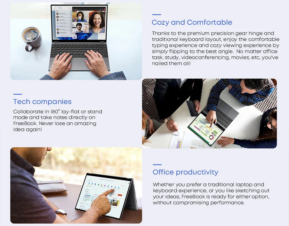 CHUWI FreeBook Tablet Laptop 2 in 1 Intel i3 1215U 12GB LPDDR5 512G SSD Windows 11 Laptop 13.5" IPS FHD Display 2256*1504 WIFI 6