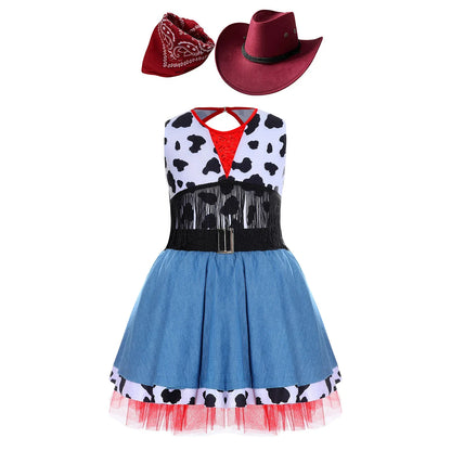 Wild West Cowgirl Cosplay Costume Set Cowboy Halloween Carnival Cosplay Dress Up Outfit Festival Dance Party Stage Performance